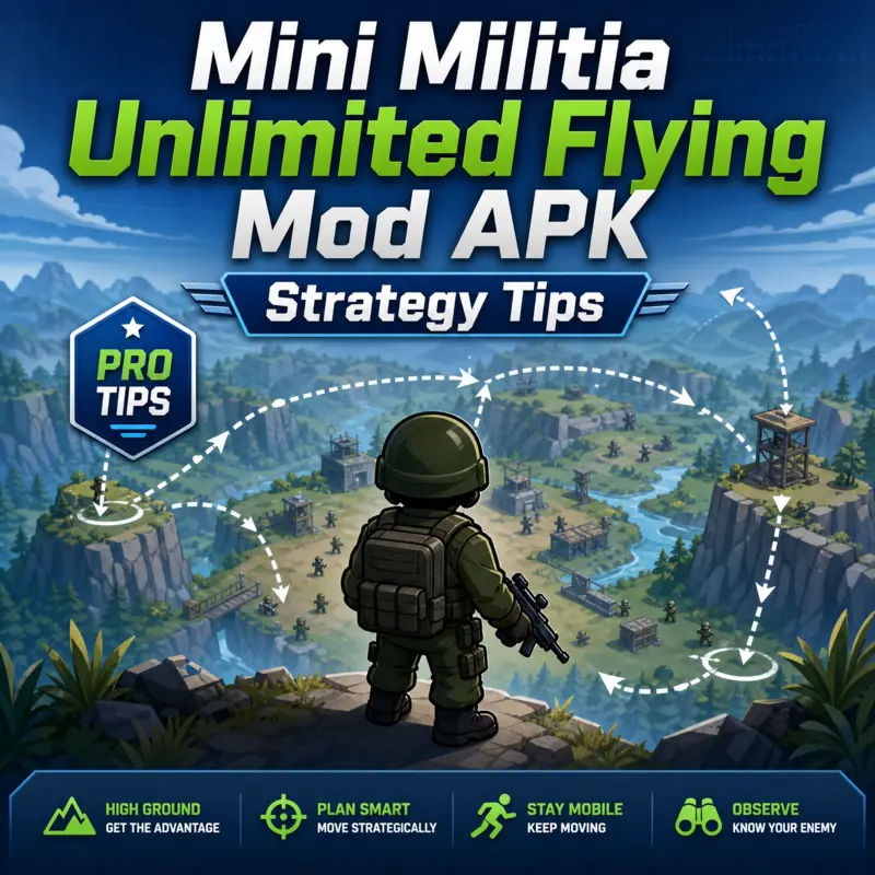 Tactical view and strategy tips for Mini Militia Unlimited Flying Mod APK article.